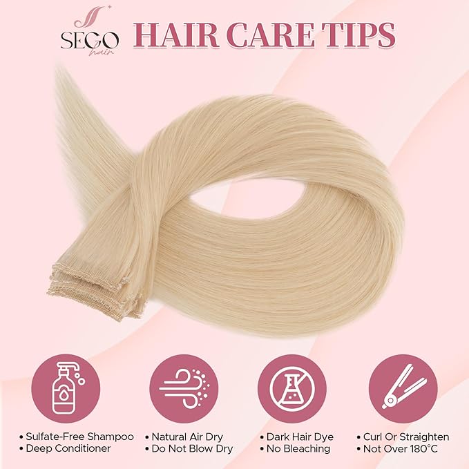 Clip in Hair Extensions Real Human Hair for Women, 18 Inch 40g 6pcs, Platium Blonde, Straight - Highlight, Add Volume and Length for Daily Wear, Parties, Weddings