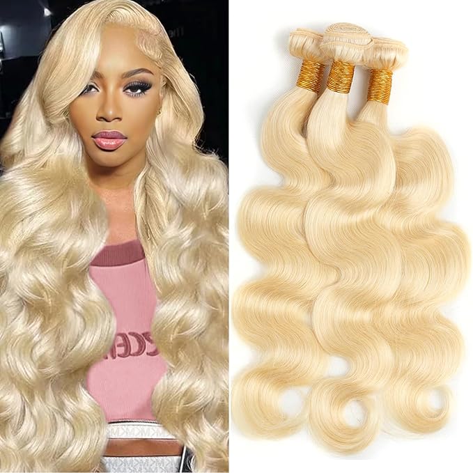 613 Blonde Bundles Human Hair Body Wave 26 26 26 inch 100% Unprocessed Brazilian Virgin Human Hair 3 Bundles 12A Quick Weave Hair Extensions Double Weft