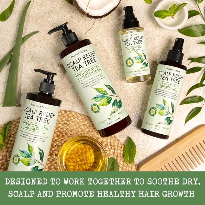 Tea Tree Conditioner For Men and Women, Hair Detangler and Soothing Scalp Relief - Infused with Tea Tree oil, Sunflower oil, Aloe and Argan oil, 16.2oz