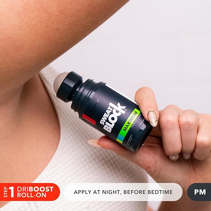 SweatBlock Antiperspirant Deodorant System | MAXIMUM CLINICAL STRENGTH for Men & Women | Hyperhidrosis Aid for up to 7 Days Sweat Control | Roll On 1.2 fl oz + Sandalwood & Amber Deo Stick 2.7oz