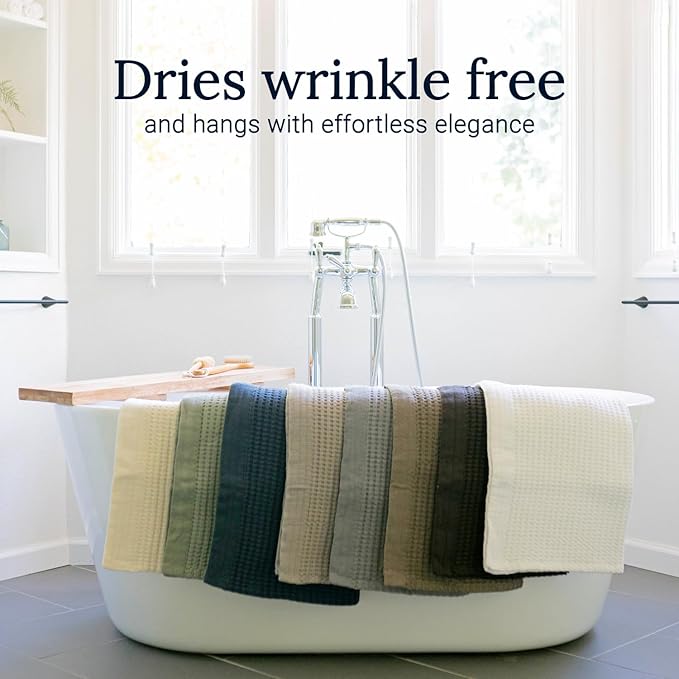 GILDEN TREE Waffle Towel Set Quick Dry Thin | 2 Bath Towels | 2 Hand Towels | 2 Washcloths, Modern Style (Slate)