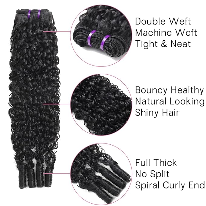 Burmese Curly Human Hair Bundles 14 16 18 Inch 3C4A Hair with Spiral Curls 100% Virgin Unprocessed Raw Hair Extensions for Black Women
