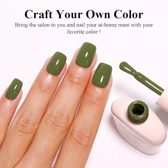 Imtiti Olive Green Gel Nail Polish, 1Pcs Sage Green Soak Off UV LED Gel Polish, Long Lasting, Nail Art Manicure Salon DIY at Home for Fall and Winter (0.34 Fl Oz-1910)