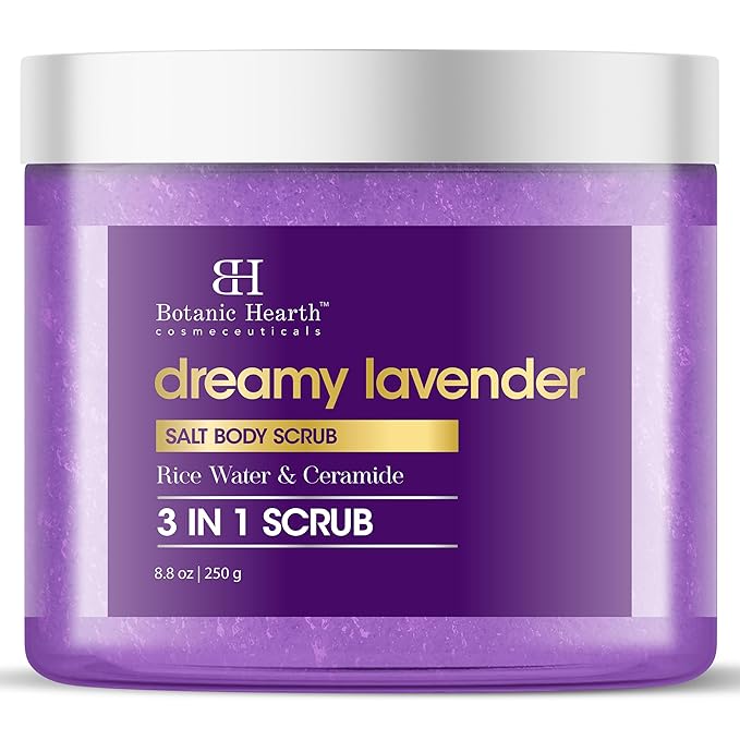 Botanic Hearth Dreamy Lavender Body Scrub 8.8 Fl Oz | Gently Exfoliates and Moisturizes Skin, Infused with Natural Lavender Oil and Essential Nutrients for Smooth and Radiant Skin