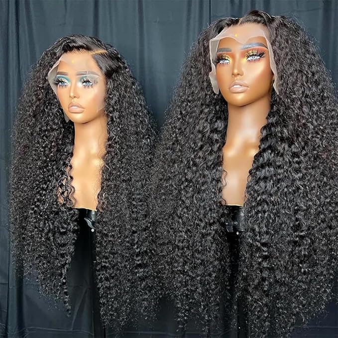 Oxcart Deep Wave Lace Front Wigs Human Hair 30 Inch 200 Density 13x6 HD Lace Frontal Wigs Pre Plucked Glueless Brazilian Virgin Human Wig with Baby Hair Deep Wave Wigs for Women Natural Black
