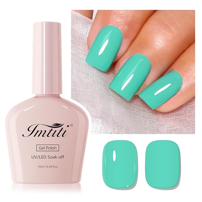 Imtiti Pastel Cyan Gel Nail Polish, 1Pcs Candy Cyan Soak Off UV LED Gel Polish, Long Lasting, Nail Art Manicure Salon DIY at Home for Spring and Summer (0.34 Fl Oz-950)