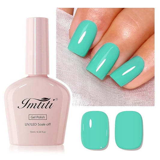 Imtiti Pastel Cyan Gel Nail Polish, 1Pcs Candy Cyan Soak Off UV LED Gel Polish, Long Lasting, Nail Art Manicure Salon DIY at Home for Spring and Summer (0.34 Fl Oz-950)