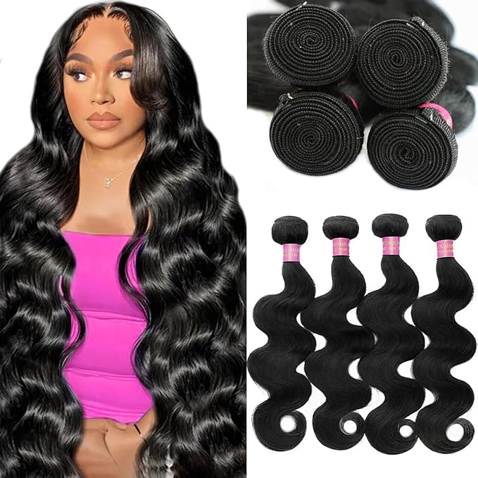 14 16 18 20 Inch 4 Bundles Bodywave Human Hair Bundles 14A 100% Unprocessed Brazilian Virgin Human Hair Bundles Natural Black