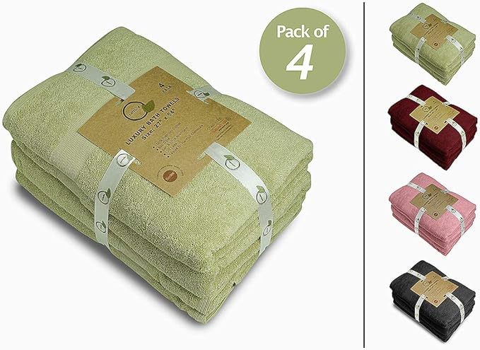 Softolle Luxury Bath Towels Set of 4 (27” x 54”) | Towels for Bathroom | Super Soft | Highly Absorbent Towels for Home, Spa, Gym (Sage Green)