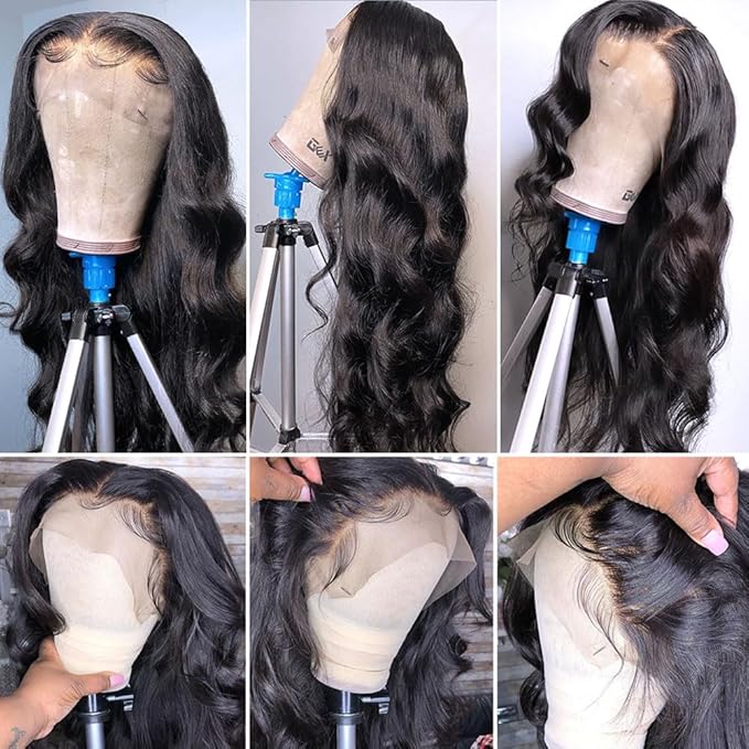 13x6 Body Wave Lace Front Wigs Human Hair Pre Plucked Glueless Wigs Human Hair 180% Density HD Transparent Lace Frontal Wigs Human Hair for Black Women Body Wave Wig 18 Inch