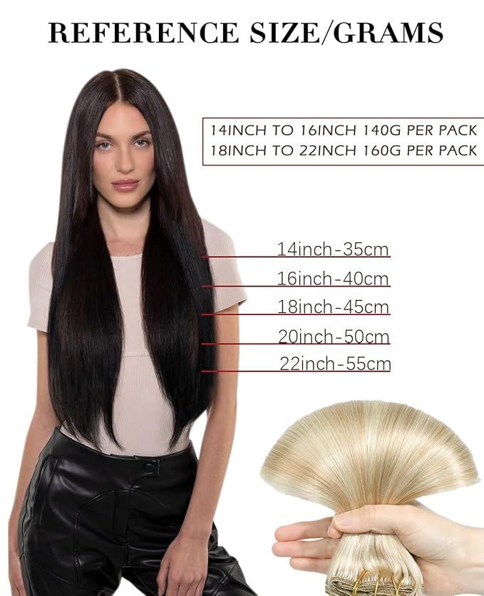 Clip in Hair Extensions - 18 Inch Human Hair, Natural Caramel Blonde Highlighted Platinum Blonde, 7pcs 160g (#27P60) for Women