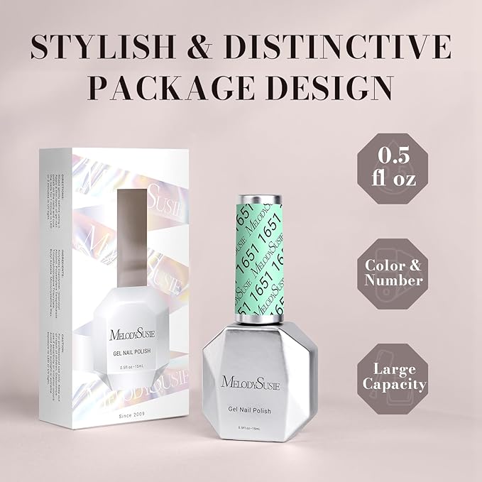 MelodySusie Mint Green Gel Nail Polish,0.5fl oz Nails Soak Off UV LED Bright Green Gel Polish Gift for Women Nail Art Manicure Salon DIY Nail Design Decoration at Home-1651