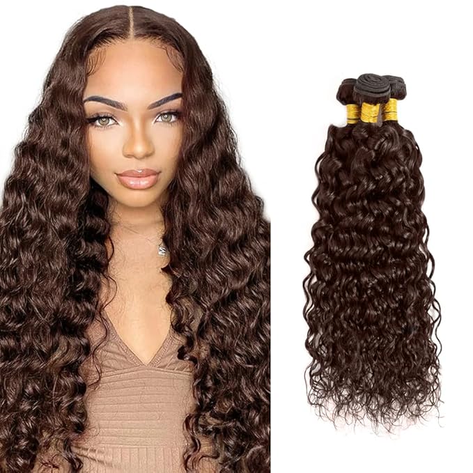 Brown Human Hair Bundles #4 Water Wave Bundles Chocolate Brown Bundle 18 20 22 inch #4 Human Hair Bundle 150g