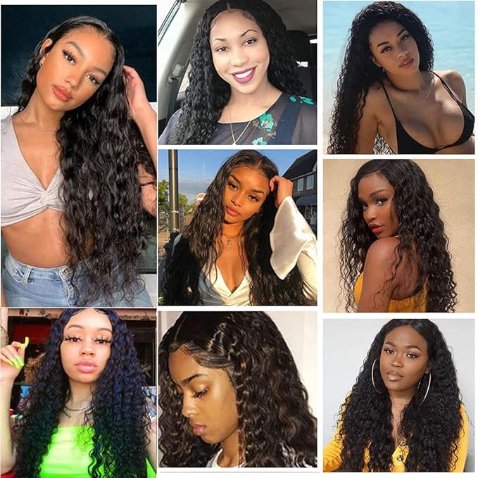 26 28 30 inch Human Hair Bundles Human Hair Deep Wave Bundles Brazilian Remy Wet and Wavy Bundle Double Weft #1B Color 300g