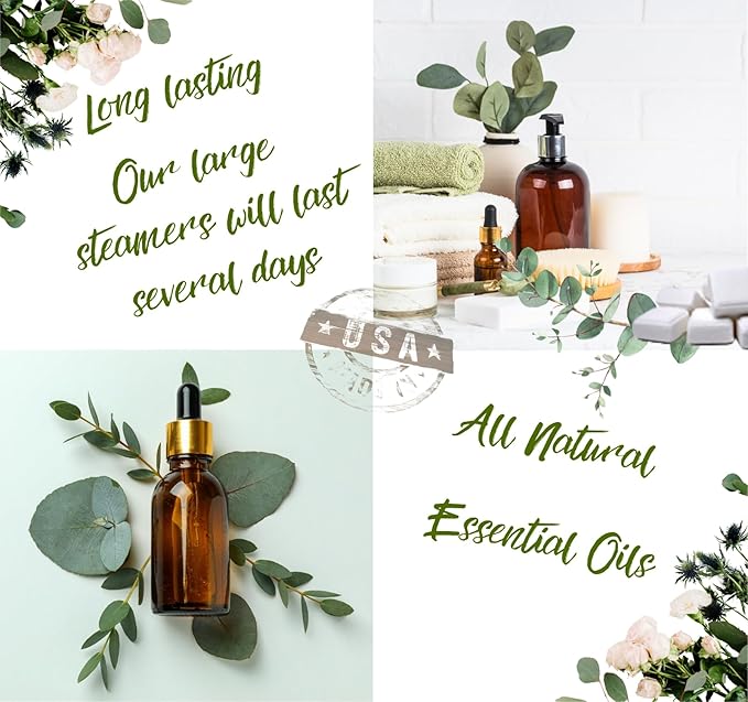Bella Aria by Just Us Chix - Breathe Eucalyptus Shower Steamers, Aromatherapy Spa Experience, 7 Aromatic Tablets with Mesh Bag
