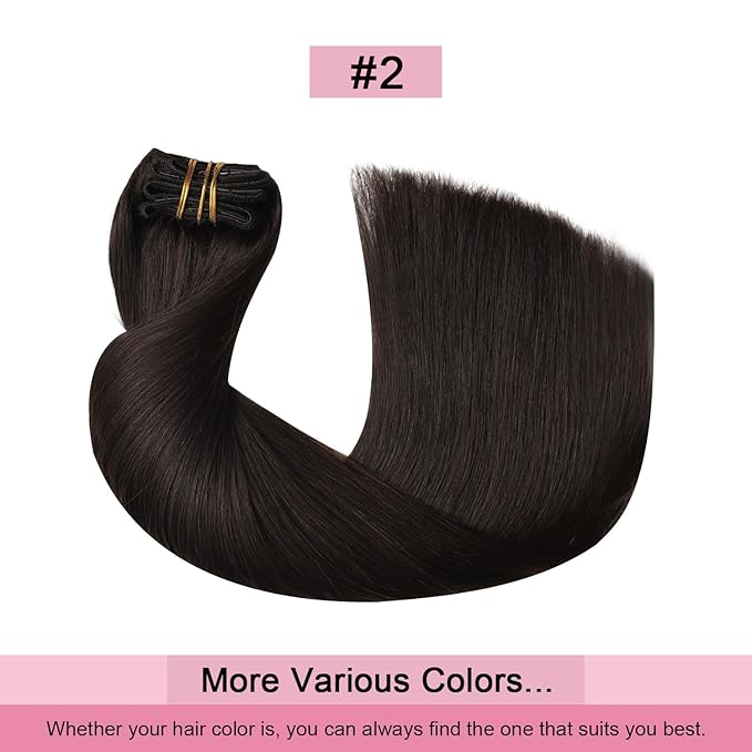 Pro2.0 Remy Real Human Hair Extensions Clip ins 120g Thick 7pcs Color #2 Dark Brown Remy Clip in Hair Extensions Real Human Hair 16inch Seamless Double Weft for Women（#2-16inch）