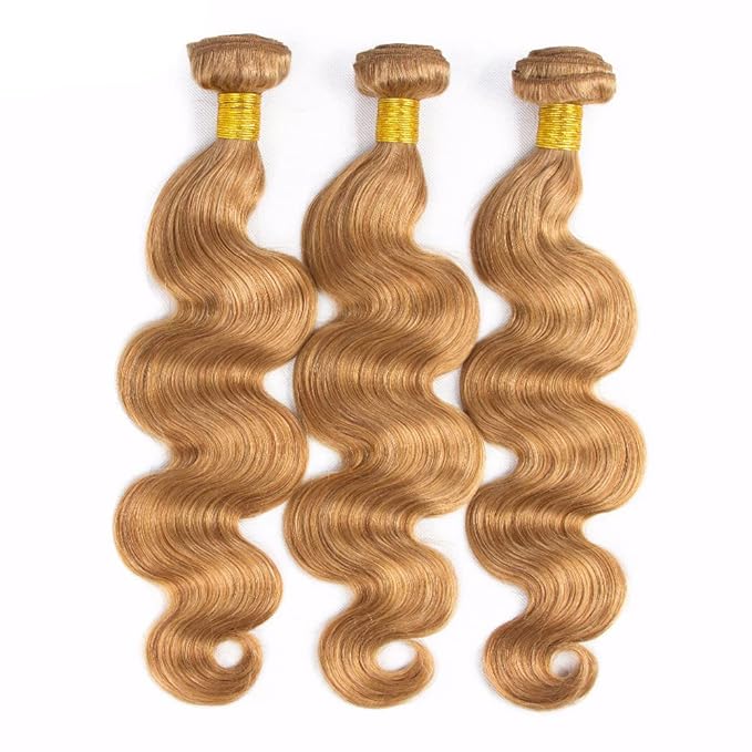 27 Body Wave Bundles Human Hair Honey Blonde Bundle Brazilian Virgin Human Hair 3 Bundles 12 14 16 Inch 27 Bundles Blonde Body Wave Bundles Hair Extensions 150g