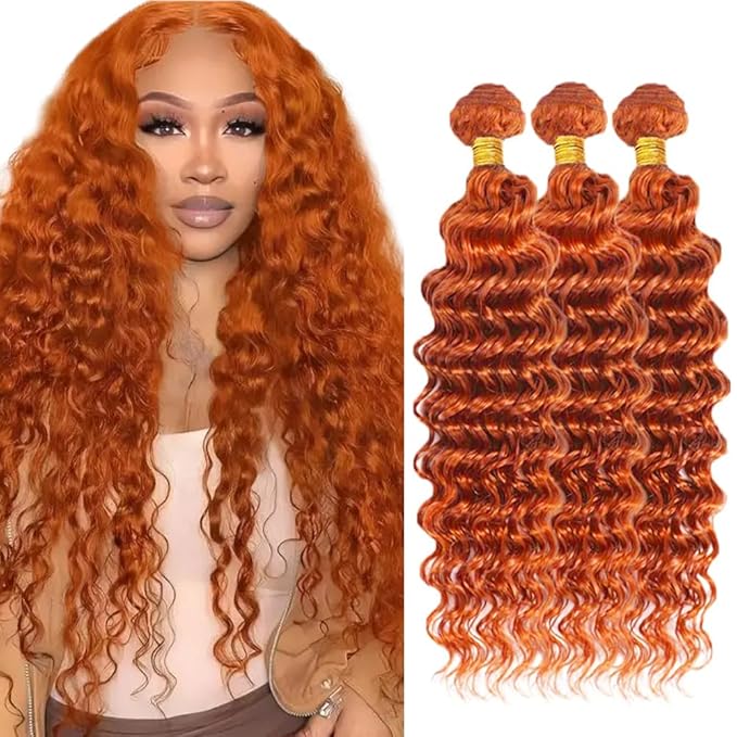 26 26 26 inch Ginger Bundles Human Hair 350 Deep Wave Bundles WuvuSnm Ginger Human Hair Bundle 300g