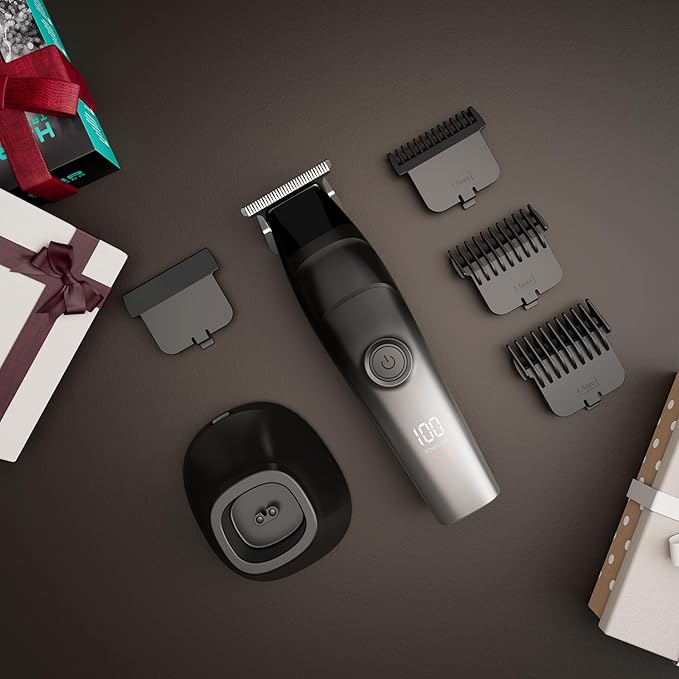 Beard Trimmer for Men & Hair Clippers - Rechargeable Head Shaver with LED Display, Stainless Steel Blades, Waterproof Electroplated Body