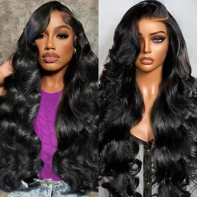 13x6 Body Wave Lace Front Wigs Human Hair Pre Plucked 28inch 180 Density Virgin Real Human Wig 3x Longer Lifespan HD Lace Frontal Wigs Human Hair for Women (Natural Black, 28inch)