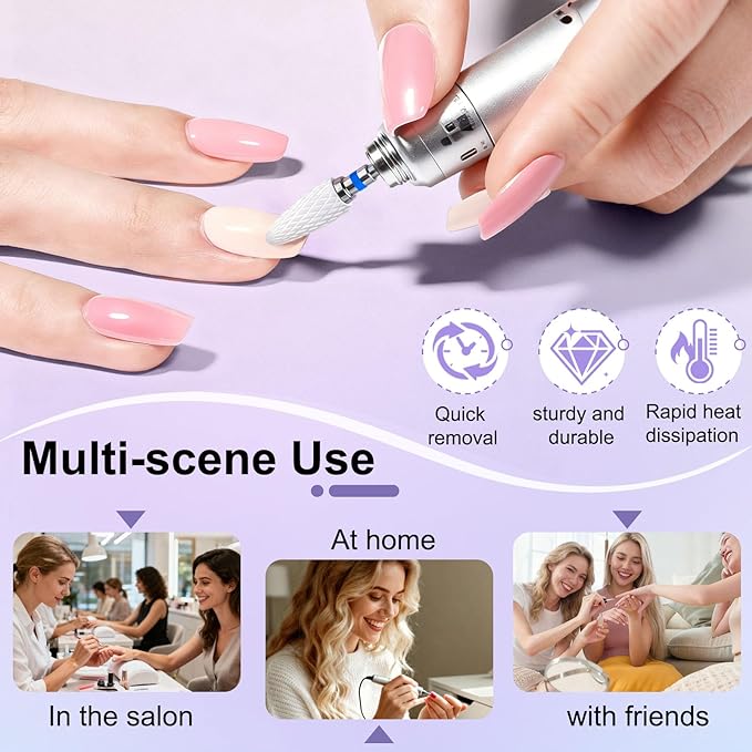 Fantexy 3/32" Ceramic Nail Drill Bit - Remove Acrylic Hard Gels Quickly and Safely,White Ceramic Cone File Bit for Nail Art,Manicure,Pedicure,Gel,Cuticle Clean(Medium - M)
