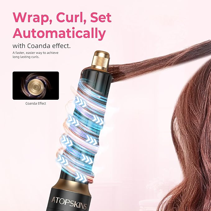 6 in 1 Hair Dryer Brush, Detachable Air Styler, 3 Heat Settings Blow Dryer Brush Frizz-Free Volumizing, Straightening, Curling ALCI Safety Plug for Travel & Home Styling (Black)