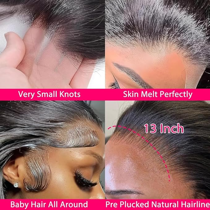 Natural Black Human Hair Wig Body Wave 13x6 Lace Front Wigs Human Hair Wigs For Black Women 24 Inch