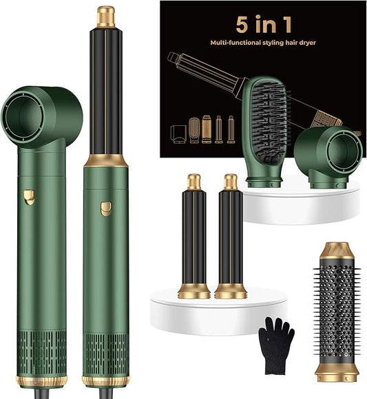 5 in 1 Hair Dryer Brush Set,Professional Negative Ionic Hot Air Styler, Air Curling Wrap Styler,Detachable Blow Dryer Brush With Auto Wrap Curlers,Hair Styling Tools For Straight/Curl/Drying/Smoothing