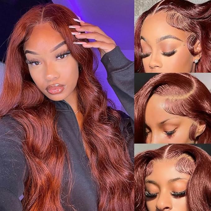 Reddish Brown Human Hair Wig Body Wave 13x6 Lace Front Wigs Human Hair Wigs For Black Women 22 Inch
