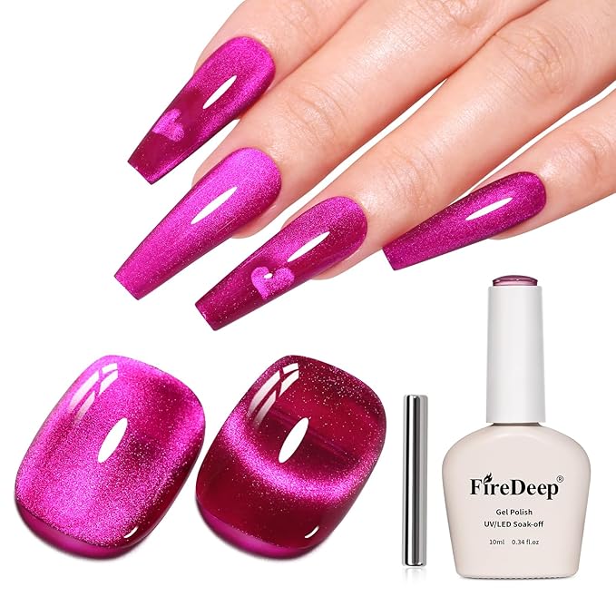 10ml Hema Free Purple Cat Eye Gel Nail Polish Soak Off Long Lasting Holographic UV/LED with Magnetic Stick Gift for Women 1Pcs