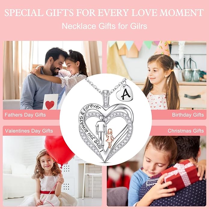 Iefil To My Daughter Necklace, Daughter Gifts, Sterling Silver Heart Initial Necklaces for Women