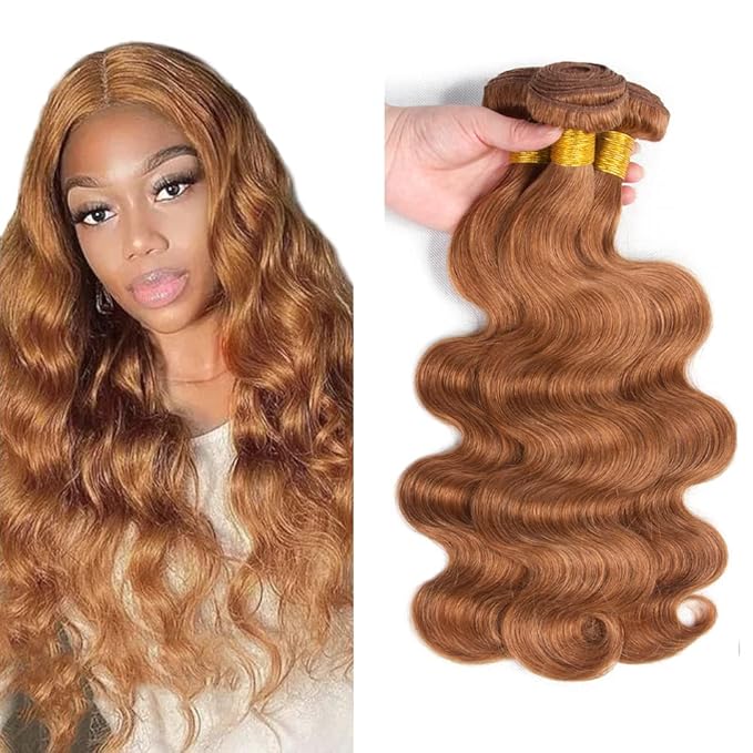 Light Brown Bundles Brown Body Wave Bundles 16 18 20 Inch Virgin Hair Mixed Length 3 Bundles Color #30 Body Wave Bundles Hair Weave 150g