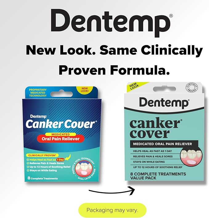 Dentemp Canker Cover - Canker Sore Medicine Pain Reliever - Canker Sore Treatment to Relieve Canker Pain, Mouth Sores & Mouth Irritation - Fast Acting Canker Sore Relief Tablets for Adults (24 Count)