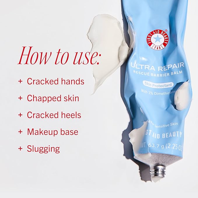 First Aid Beauty - Ultra Repair Rescue Barrier Balm, Deep Hydrating Skin Barrier Mask with 1% Dimethicone, Visible 24-Hour Relief for Dry, Cracked & Chapped Skin, Safe for Sensitive Skin, 2.25 oz