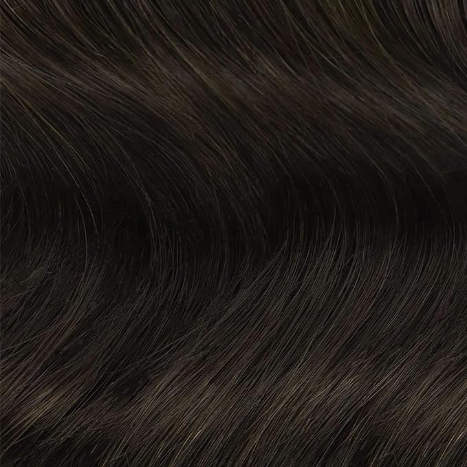 HOTBANANA Seamless Clip in Hair Extensions, 18 Inch 110g 7pcs Dark Brown Invisible PU Skin Weft Straight Remy Human Hair Extensions