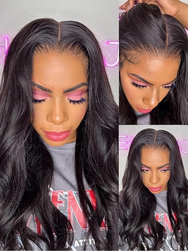 Julia Hair Pre Everything Glueless Wig Human Hair Yaki Straight 13x4 HD Lace with Ear Tape Bye Bye Knots Lace Front Wigs for Women Pre Bleached Invisible Knots Put On and Go Wig 18 Inch