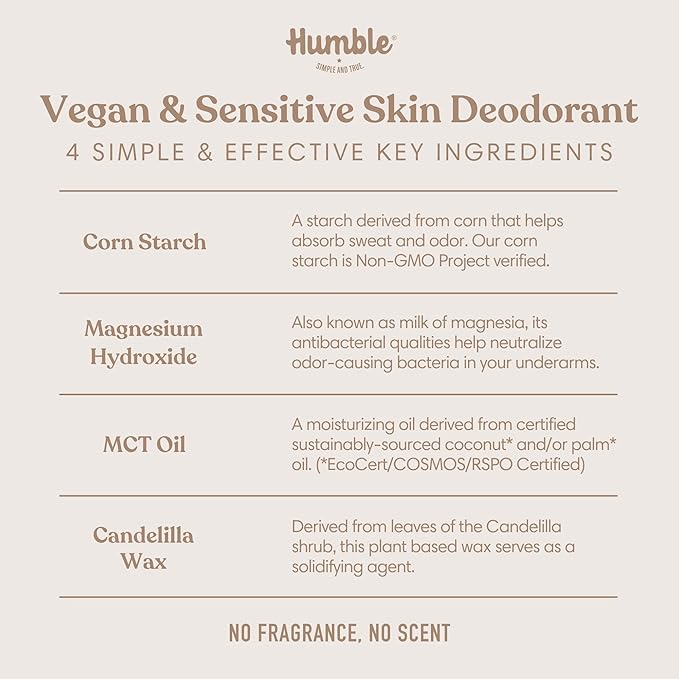 HUMBLE BRANDS Vegan Deodorant Sensitive Skin Trio with Palo Santo & Frankincense, Mountain Lavender, and Bergamot & Ginger, 2.5 Ounce (Pack of 3)