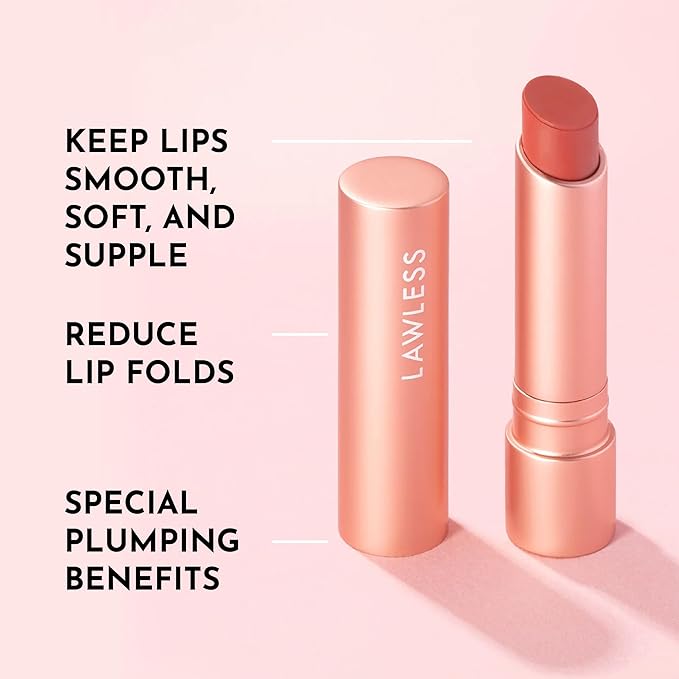 LAWLESS Women's Forget the Filler Lip Plumping Line Smoothing Tinted Balm, Georgie, Pink, 0.09 Ounce