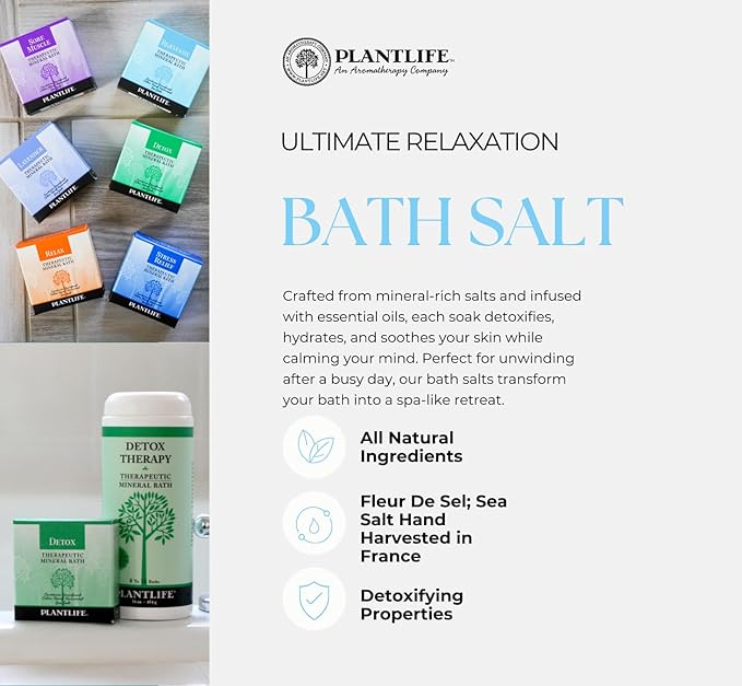Plantlife Balance Therapy Bath Salts - Straight from The Plant Natural Aromatherapy Bath Salts - Balance, Calm, and Release Tension in The Body - Made in California 16 oz