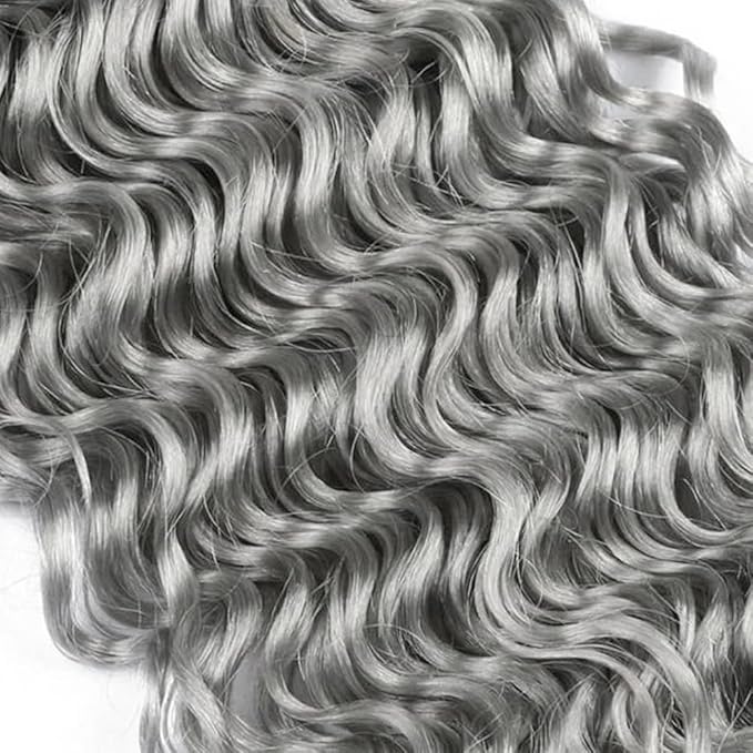 30 32 34 inch Grey Human Hair Bundles Silver Deep Wave Bundles Gray Deep Wave Bundle