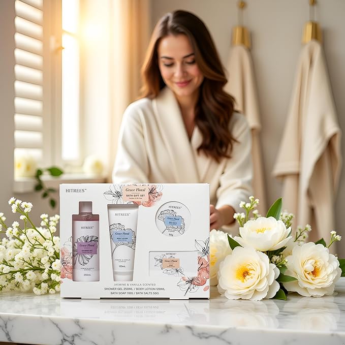Birthday Gifts for Women Christmas Birthday Self Skin Care Set for Women, 4Pcs Spa Kit Gifts for Bath Spa Exfoliating & Hydrating Body Care Travel Set, Nourishing Skin Care Perfect Holiday Gift