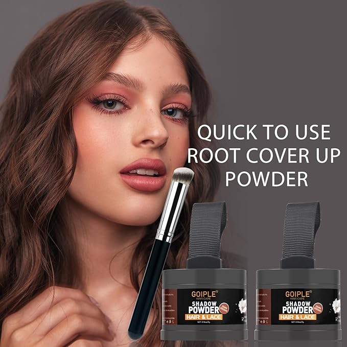 Root Cover Up Powder for Women - 3Pcs Dark Brown Hairline Powder for Bald Spots, Eyebrows, Beard Line, Light-Blonde Hair Fibers for Thinning Hair Shadow Powder