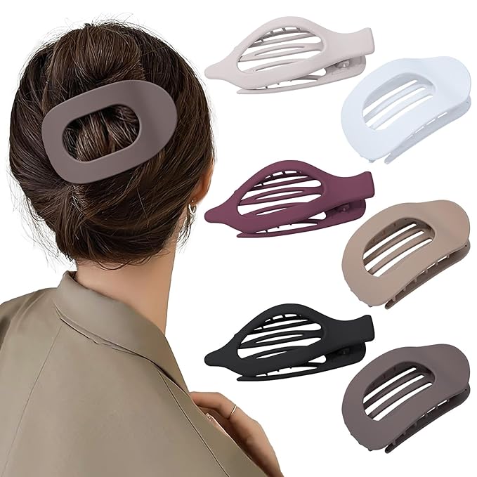 6 PCS French Flat Hair Clips for Women 2 Styles Large Matte Flat Claw Clips Strong Hold No-Slip French Hair Barrettes for Thick Thin Hair(Multicolor 7)