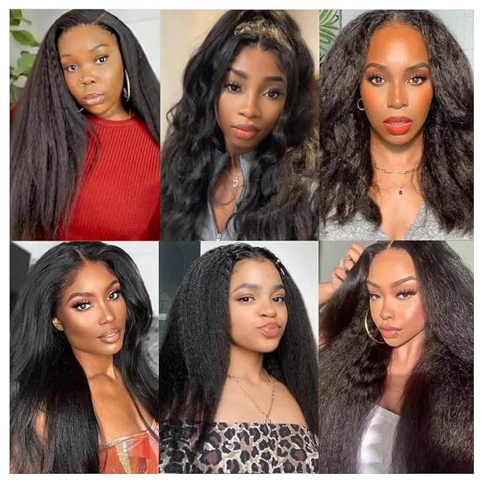 1B Human Hair Bundles Yaki Straight Bundle Kinky Straight Human Hair 3 Bundles 20 22 24 inch Double Weft Yaki Bundle