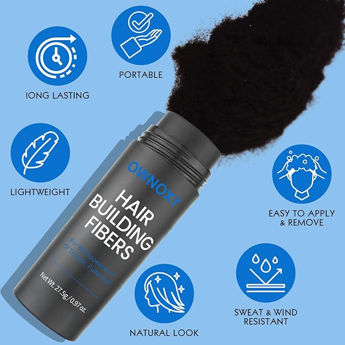 Hair Fibers for Thinning Hair - Hair Building Fibers for the Appearance of Thicker, Fuller Hair, Hair Thickening Fibers for Men and Women - Easy to Apply & Remove, 27.5g/ 0.97oz (Light Brown)
