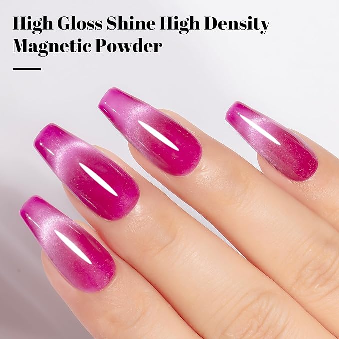 YTD Likomey Cat Eye Gel Nail Polish,Silk Glass 15ml Hot Pink Magnetic Shimmer Glitter Moonlight Jelly Shiny Salon Home Fall Winter UV Color Varnish with Magnet Stick,HEMA Free TPO Free,MY502