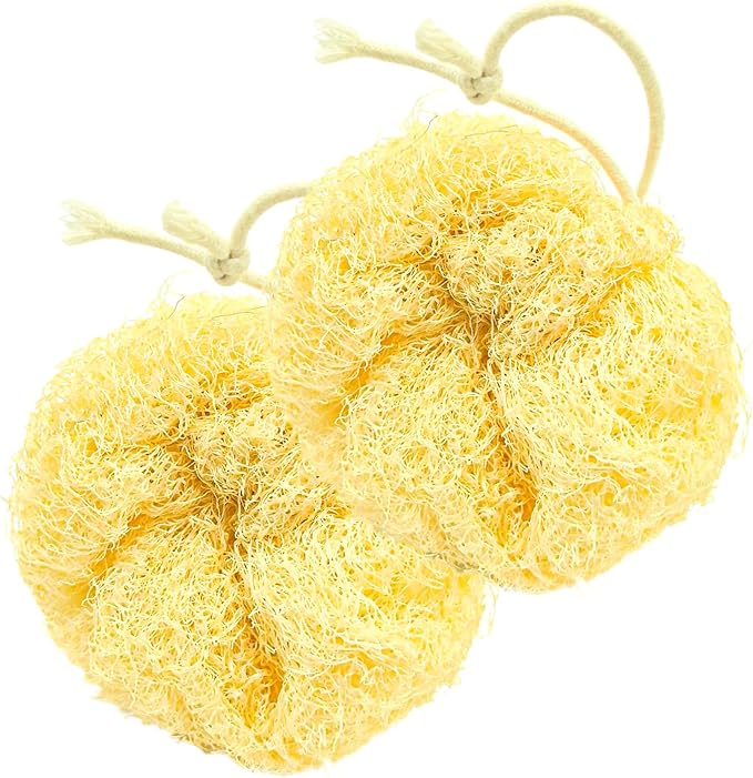 Natural Loofah Body Scrubber, Plant-Based Exfoliator for Men Women & Kids, Gentle Skin Cleansing Sponge (LF_2BB)
