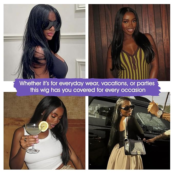 Lemoda Straight SKINLIKE Real HD 13x4 Full Lace Frontal Wigs 210% Density 15A Brazilian Straight Virgin Human Hair Lace Front Wig 28inch Invisible 0.1mm Ultra-thin Frayed Ends Tiny Knots