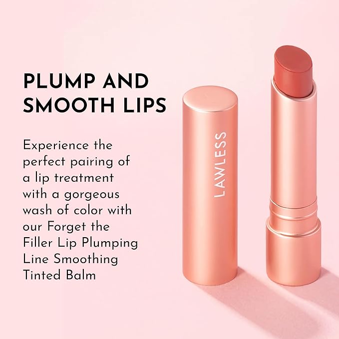 LAWLESS Women's Forget the Filler Lip Plumping Line Smoothing Tinted Balm, Georgie, Pink, 0.09 Ounce