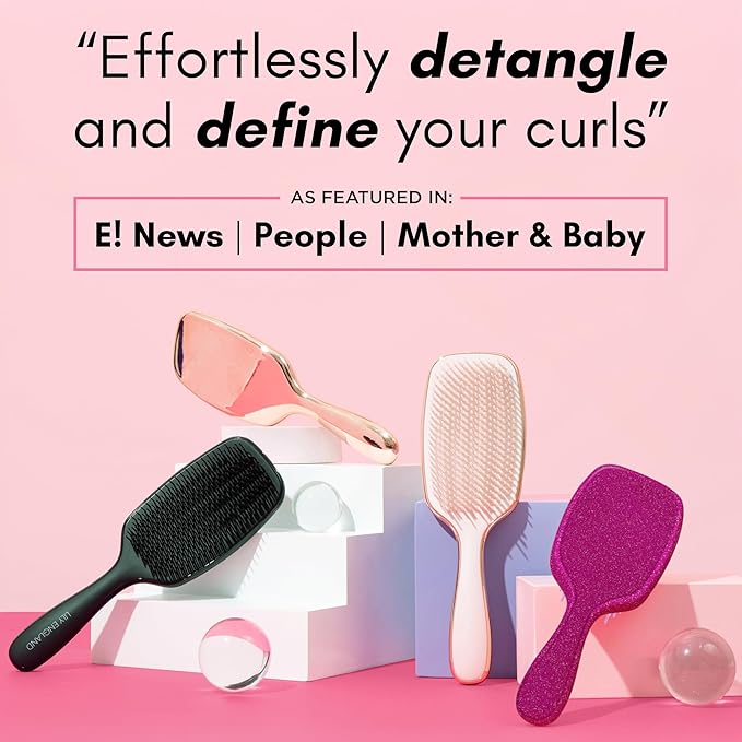 Lily England Curly Hair Brush - Pain-Free Detangling & Styling Brush With Flexible Bristles for Wet & Dry Hair - Easy to Hold for 3c to 4c Hair, Black